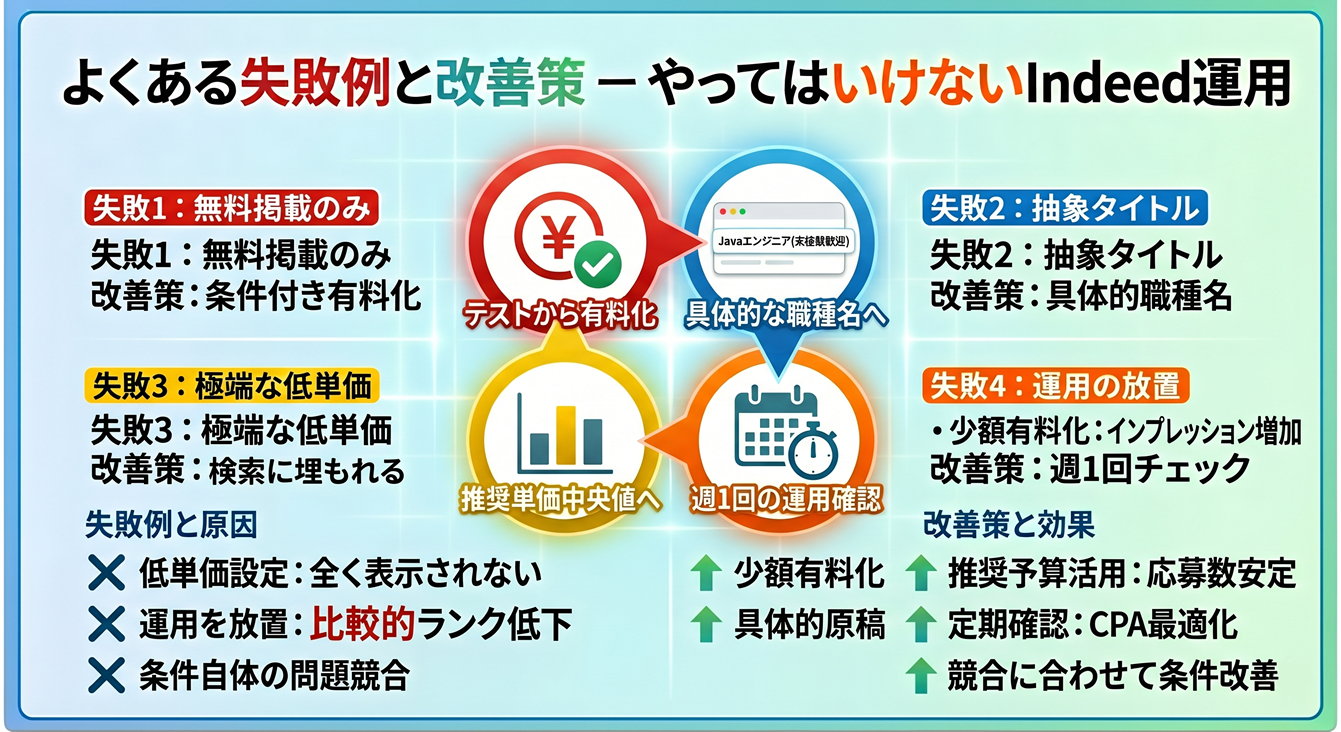 くある失敗例と改善策 – やってはいけないIndeed運用